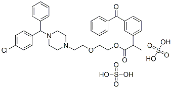 2-[2-[4-[(4-chlorophenyl)benzyl]piperazin-1-yl]ethoxy]ethyl 2-(3-benzoylphenyl)propionate, bis(sulphate) Struktur