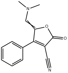 5-(dimethylaminomethylidene)-2-oxo-4-phenyl-furan-3-carbonitrile Struktur