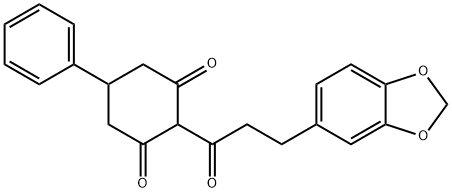 1,3-Cyclohexanedione, 2-(3-(1,3-benzodioxol-5-yl)-1-oxopropyl)-5-pheny l- Struktur