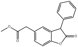 5-Benzofuranacetic acid, 2,3-dihydro-2-oxo-3-phenyl-, methyl ester Struktur