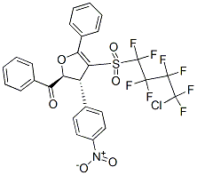 ((2S,3R)-4-(4-CHLORO-1,1,2,2,3,3,4,4-OCTAFLUOROBUTYLSULFONYL)-3-(4-NITROPHENYL)-5-PHENYL-2,3-DIHYDROFURAN-2-YL)(PHENYL)METHANONE Struktur