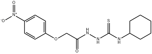 N-cyclohexyl-2-[2-(4-nitrophenoxy)acetyl]-1-hydrazinecarbothioamide Struktur