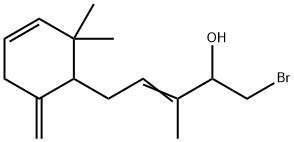 1-Bromo-5-(2,2-dimethyl-6-methylene-3-cyclohexen-1-yl)-3-methyl-3-penten-2-ol Struktur