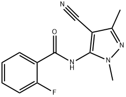 Benzamide, N-(4-cyano-1,3-dimethyl-1H-pyrazol-5-yl)-2-fluoro- (9CI) Struktur