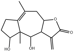 3a,4,4a,5,6,7,9,9a-Octahydro-4,5-dihydroxy-4a,8-dimethyl-3-methyleneazuleno[6,5-b]furan-2(3H)-one Struktur