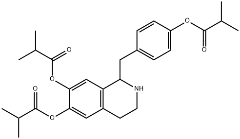 Propanoic  acid,  2-methyl-,  1,2,3,4-tetrahydro-1-[[4-(2-methyl-1-oxopropoxy)phenyl]methyl]-6,7-isoquinolinediyl  ester  (9CI) Struktur