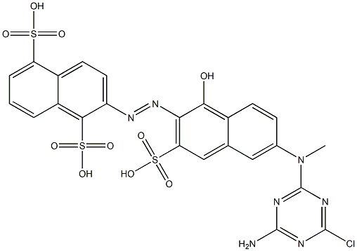 2-[[6-[(4-amino-6-chloro-1,3,5-triazin-2-yl)methylamino]-1-hydroxy-3-sulpho-2-naphthyl]azo]naphthalene-1,5-disulphonic acid Struktur