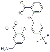 Benzoic  acid,  5-(aminomethyl)-2-[[2-[(2-carboxyphenyl)amino]-5-(trifluoromethyl)phenyl]amino]- Struktur