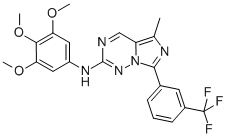 5-Methyl-7-[3-(trifluoromethyl)phenyl]-N-(3,4,5-trimethoxyphenyl)imidazo[5,1-f][1,2,4]triazin-2-amine Struktur