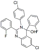 6-chloro-3-(4-chlorophenyl)-2,4-bis(2-fluorophenyl)-3,4-dihydroquinazolin-4-ol Struktur