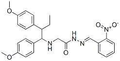 2-[1,2-bis(4-methoxyphenyl)butylamino]-N-[(2-nitrophenyl)methylideneam ino]acetamide Struktur