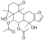 5,6-Diacetoxy-3,4,4a,5,6,6a,7,11,11a,11b-decahydro-4a,7-dihydroxy-4,4,7,11b-tetramethylphenanthro[3,2-b]furan-1(2H)-one Struktur