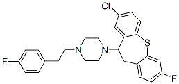 2-Chloro-7-fluoro-11-[4-(4-fluorophenethyl)piperazino]-10,11-dihydrodibenzo[b,f]thiepin Struktur