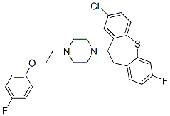 2-Chloro-7-fluoro-11-[4-[2-(4-fluorophenoxy)ethyl]piperazino]-10,11-dihydrodibenzo[b,f]thiepin Struktur