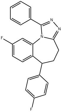 4H-(1,2,4)Triazolo(4,3-a)(1)benzazepine, 5,6-dihydro-9-fluoro-6-(4-flu orophenyl)-1-phenyl- Struktur