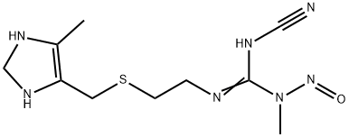 Guanidine, 2-cyano-1-methyl-3-(2-(((4-methyl-4-imidazolin-5-yl)methyl) thio)ethyl)-1-nitroso- Struktur