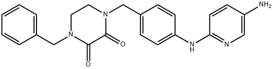 1-[[4-[(5-aminopyridin-2-yl)amino]phenyl]methyl]-4-benzyl-piperazine-2 ,3-dione Struktur