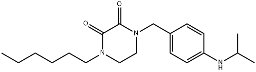 1-Hexyl-4-(p-(isopropylamino)benzyl)-2,3-piperazinedione Struktur