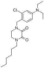 1-(2-Chloro-4-(diethylamino)benzyl)-4-hexyl-2,3-piperazinedione Struktur