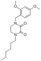 1-(2,4-Dimethoxybenzyl)-4-N-hexyl-2,3-dioxopiperazine Struktur