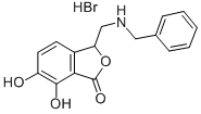 3-Benzylaminomethyl-6,7-dihydroxyphthalide hydrobromide Struktur