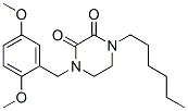 1-[(2,5-dimethoxyphenyl)methyl]-4-hexyl-piperazine-2,3-dione Struktur