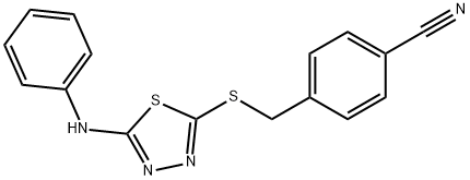 4-{[(5-anilino-1,3,4-thiadiazol-2-yl)sulfanyl]methyl}benzenecarbonitrile Struktur