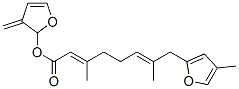 (2E,6E)-3,7-Dimethyl-8-(4-methyl-2-furyl)octa-2,6-dienoic acid (2,3-dihydro-3-methylenefuran-2-yl) ester Struktur