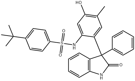 4-tert-butyl-N-(5-hydroxy-4-methyl-2-(2-oxo-3-phenylindolin Struktur