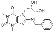 1H-Purine-2,6-dione, 3,7-dihydro-7-(2,3-dihydroxypropyl)-1,3-dimethyl- 8-((phenylmethyl)amino)- Struktur