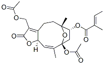 (E)-2-Methyl-2-butenoic acid [(6R,7R,9S,10E,11aR)-9-acetoxy-3-acetoxymethyl-2,4,5,6,7,8,9,11a-octahydro-6,10-dimethyl-2-oxo-6,9-epoxycyclodeca[b]furan-7-yl] ester Struktur