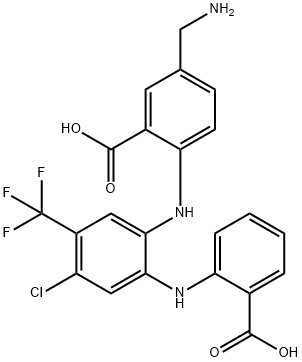 Benzoic  acid,  5-(aminomethyl)-2-[[2-[(2-carboxyphenyl)amino]-4-chloro-5-(trifluoromethyl)phenyl]amino]- Struktur