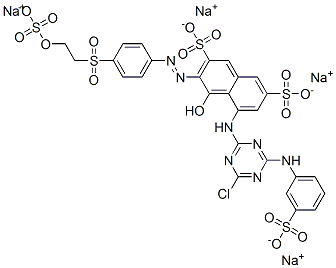 5-[[4-chloro-6-[(3-sulphophenyl)amino]-1,3,5-triazin-2-yl]amino]-4-hydroxy-3-[[4-[[2-(sulphooxy)ethyl]sulphonyl]phenyl]azo]naphthalene-2,7-disulphonic acid, sodium salt Struktur