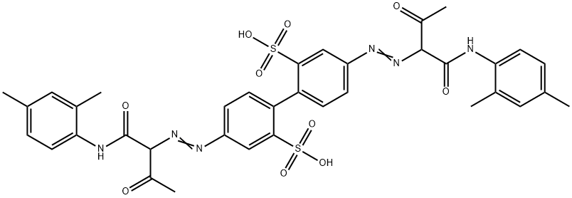 4,4'-bis[[1-[[(2,4-dimethylphenyl)amino]carbonyl]-2-oxopropyl]azo][1,1'-biphenyl]-2,2'-disulphonic acid Struktur