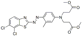 methyl N-[4-[(6,7-dichloro-2-benzothiazolyl)azo]-3-methylphenyl]-N-(3-methoxy-3-oxopropyl)-beta-alaninate Struktur