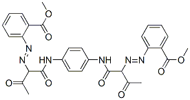 dimethyl 2,2'-[1,4-phenylenebis[imino(1-acetyl-2-oxo-2,1-ethanediyl)azo]]bisbenzoate Struktur