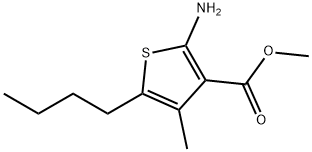 3-Thiophenecarboxylicacid,2-amino-5-butyl-4-methyl-,methylester(9CI) Struktur