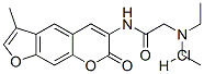 2-(Diethylamino)-N-(3-methyl-7-oxo-7H-furo(3,2-g)(1)benzopyran-6-yl)ac etamide monohydrochloride Struktur