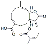 (3aR,4R,6Z,10E,11aR)-2,3,3a,4,5,8,9,11a-Octahydro-10-methyl-3-methylene-4-[[(Z)-2-methyl-1-oxo-2-butenyl]oxy]-2-oxocyclodeca[b]furan-6-carboxylic acid Struktur