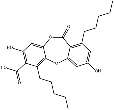 3,8-Dihydroxy-11-oxo-1,6-dipentyl-11H-dibenzo[b,e][1,4]dioxepin-7-carboxylic acid Struktur