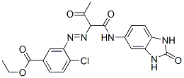 ethyl 4-chloro-3-[[1-[[(2,3-dihydro-2-oxo-1H-benzimidazol-5-yl)amino]carbonyl]-2-oxopropyl]azo]benzoate Struktur