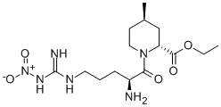 2-PIPERIDINECARBOXYLIC ACID, 1-[2-AMINO-5-[[IMINO(NITROAMINO)METHYL]AMINO]-1-OXOPENTYL]-4-METHYL-,ETHYL ESTER,[2R-[1(S*),2ALPHAR,4BETA]] Structure