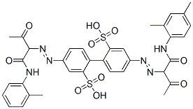 4-[[1-[[(2,4-dimethylphenyl)amino]carbonyl]-2-oxopropyl]azo]-4'-[[1-[[(2-methylphenyl)amino]carbonyl]-2-oxopropyl]azo][1,1'-biphenyl]-2,2'-disulphonic acid Struktur