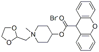 [1-(1,3-dioxolan-2-ylmethyl)-1-methyl-3,4,5,6-tetrahydro-2H-pyridin-4- yl] 9H-xanthene-9-carboxylate bromide Struktur