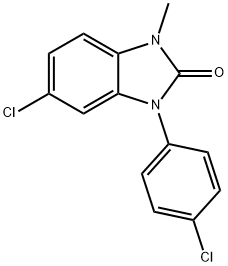 5-chloro-3-(4-chlorophenyl)-1-methyl-benzoimidazol-2-one Struktur