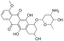 10-(4-amino-5-hydroxy-6-methyl-oxan-2-yl)oxy-6,8,11-trihydroxy-1-metho xy-7,8,9,10-tetrahydrotetracene-5,12-dione Struktur