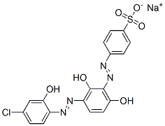 sodium 4-[[3-[(4-chloro-2-hydroxyphenyl)azo]-2,6-dihydroxyphenyl]azo]benzenesulphonate Struktur