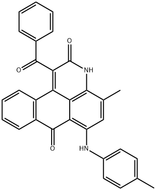 1-benzoyl-4-methyl-6-[(4-methylphenyl)amino]-3H-dibenz[f,ij]isoquinoline-2,7-dione Struktur