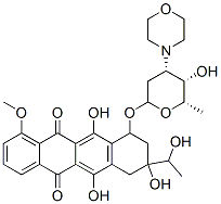 6,8,11-trihydroxy-8-(1-hydroxyethyl)-10-[(4S,5S,6S)-5-hydroxy-6-methyl -4-morpholin-4-yl-oxan-2-yl]oxy-1-methoxy-9,10-dihydro-7H-tetracene-5, 12-dione Struktur