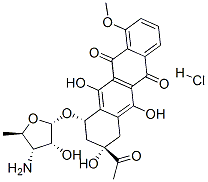 8-Acetyl-10-((3-amino-3,5-dideoxy-alpha-D-ribofuranosyl)oxy)-7,8,9,10- tetrahydro-6,8,11-trihydroxy-1-methoxy-5,12-naphthacenedione hydrochlo ride, (8S-cis)- Struktur